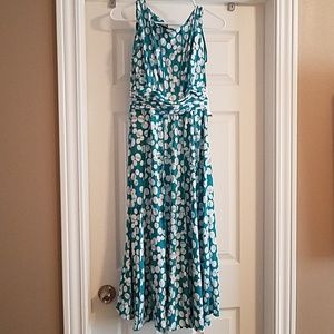 Green and white polka dot dress